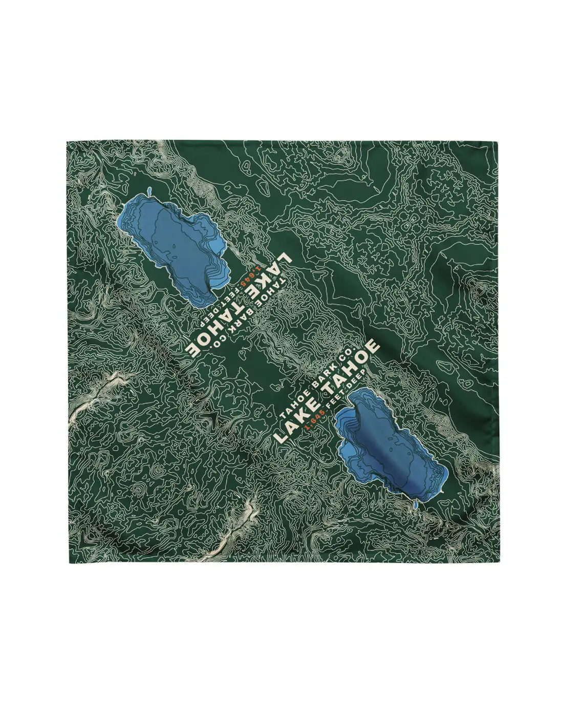 The 1,645 Feet Deep design on a bandana, laid flat.