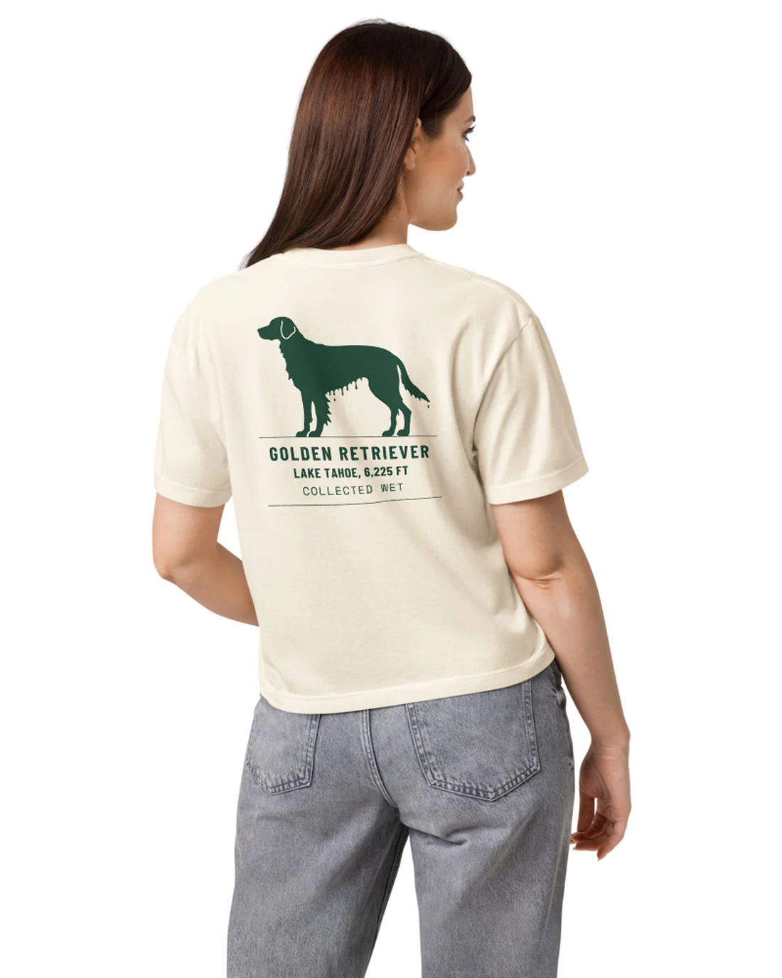 The back of the Collected Wet women&rsquo;s fit tee, worn by a model.