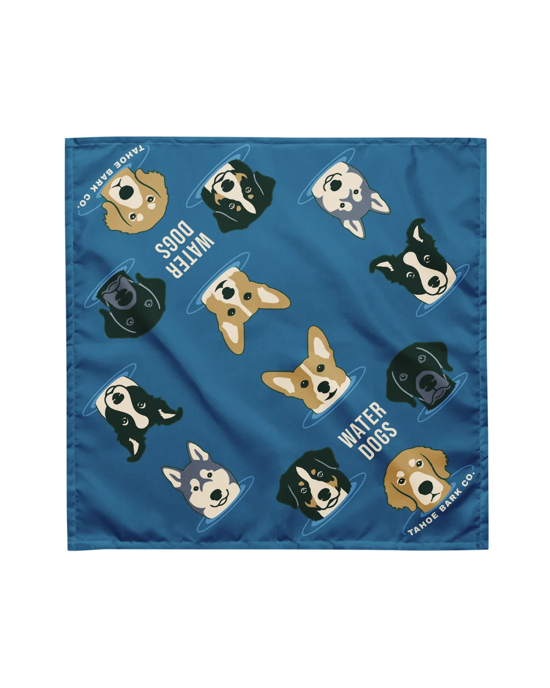 The Water Dogs design on a bandana, laid flat.